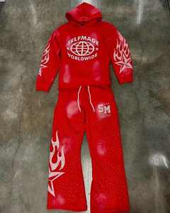 ชุดวอร์มผ้าคอตตอนผ้าเกล็ดปลาซักพิมพ์ลายกรดและพลอยเทียมสำหรับ100% เสื้อวอร์มผ้าคอตตอนผ้าเฟรนช์เทอร์รี่450 GSM - Product Image 1