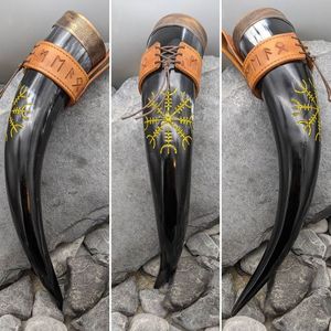 Cuerno para beber con trabajo tallado para cerveza, vino, agua, buey/Búfalo, cuerno pulido, Ágata para fiesta de boda en casa de la India - Product Image 1