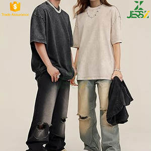 Box Fit T-shirt tissé en coton 100% pour homme, poids lourd, Streetwear, épaule tombante, grande taille - Product Image 2