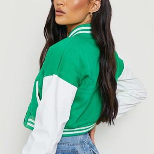 Ropa informal multicolor fabricada mujer Crop Varsity chaqueta/2 lados personalizados bolsillo mujeres Crop Varsity chaqueta al por mayor - Product Image 5