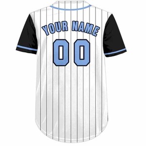 Custom Printed Baseball Jersey Unisex Light Blue Short Sleeve V-Neck Button Front Embroidered Logo Mesh Polyester Breathable - Product Image 4