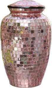 Handmade Mosaic Glass Cremation Urn Large Adult Size Burial Hand Applied Individual <b>Tiles</b> Unique Artwork for Funerals - Product Image 5
