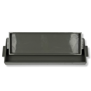 Ensemble de plateaux de service en bois décoratifs modernes faits à la main avec poignées latérales pour la décoration intérieure - Product Image 3