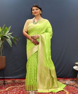 Saree inspiré de la soie avec un design en filet pour les femmes - Product Image 6