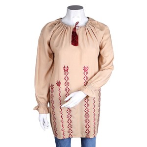 Kurti ample brodé pour femme - Beige - Product Image 2