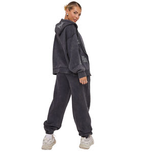 Sweat-shirt à capuche de jogging unisexe en molleton d'hiver pour le sport Vêtements personnalisés en coton avec strass Sweatshirts délavés à l'acide Pantalons de survêtement - Product Image 3