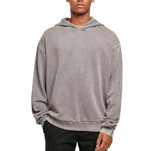 เสื้อฮู้ดผู้ชายฟอกสีกรดผ้าฟลีซนุ่มกันลมสำหรับฤดูหนาว - Product Image 3