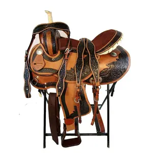 Selle de cheval western en cuir véritable, faite à la main, importée, pour le saut d'obstacles, l'endurance, l'équitation western, vente en gros - Product Image 6
