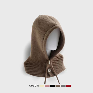 Gorro de calavera de punto Calentador de cuello Bufanda con capucha ajustable Sombrero Pasamontañas a prueba de viento Gorro de invierno Sombreros para hombres Mujeres - Product Image 5