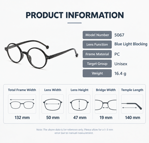 แว่นอ่านหนังสือทรงกลมวินเทจ เลนส์กรองแสงสีฟ้า ขาแว่นลายไม้ น้ำหนักเบา - Product Image 2