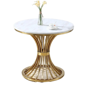 โต๊ะกาแฟ 2 ชั้น ท็อปหินอ่อน โครงโลหะเคลือบสีฝุ่น งานแฮนด์เมด เป็นมิตรกับสิ่งแวดล้อม สำหรับตกแต่งบ้าน ห้องนั่งเล่น โรงแรม - Product Image 2