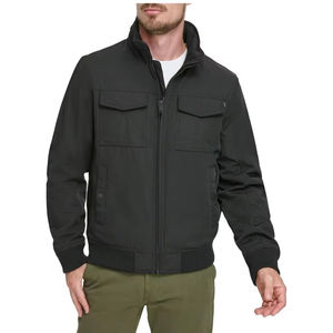 Service OEM disponible pour blouson aviateur d'hiver de la rue avec fermeture à glissière de couleur unie à col montant et placement avant - Product Image 1