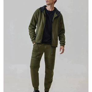 Ensemble de survêtements actifs pour hommes Veste à fermeture éclair complète Sweat-shirt à capuche Pantalon de sport de course Tenues pour hommes Poches zippées - Product Image 1