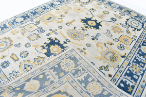 Alfombra Oushak Rectangular Moderna de Lujo, Hecha a Mano con Lana de Nueva Zelanda, Antideslizante, Diseño Floral Grande para Sala de Estar - Product Image 6
