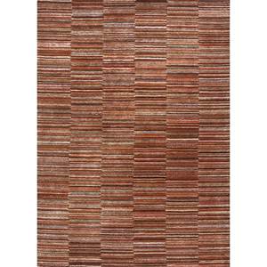 Alfombra Acar Tra-14447 Hecha a Mano con Lana y Viscosa, Diseño a Rayas Rojas y Naranjas para Decoración de Sala de Estar y Pasillo - Product Image 1