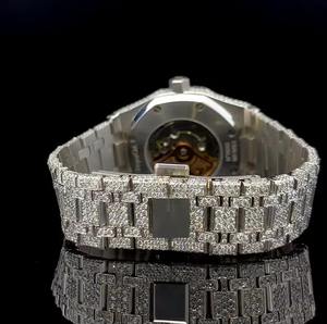 Offre Spéciale luxe hommes mouvement à Quartz montre Style glacé plein CZ réglage boîtier en alliage verre fenêtre pointeur affaires Hip Hop bande - Product Image 3