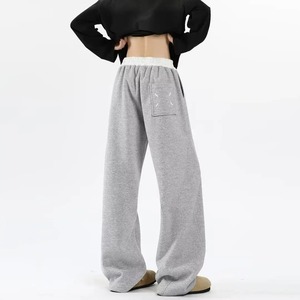 Pantalones deportivos transpirables para hombre, con cordón elástico en la cintura, holgados, rectos, informales, gruesos, tipo suéter. - Product Image 3