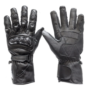 Black Motorbike Gloves Full Finger Leather Hard Knuckle Protection Motorcycle Auto Racing Wear Gloves For Men - Product Image 1