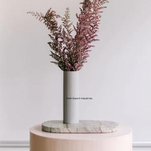 Jarrón de flores gris hecho a mano, florero de Metal decorativo de escritorio con forma de cilindro clásico moderno para decoración de mesa de oficina en casa - Product Image 2