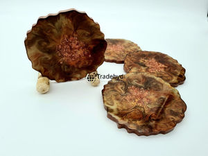 Ensemble de sous-verres en résine durable, faits à la main, réutilisables, carrés, sous-verres de luxe pour le thé, le café, couleurs personnalisées, Tradebyd - Product Image 4