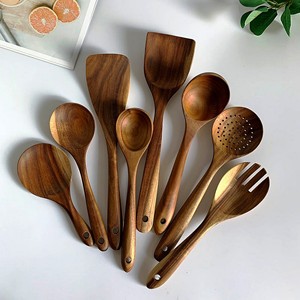 Juego de Servidores de Ensalada de Resina y Madera de Acacia, Servidor de Ensalada de Madera Natural, 2 Espátulas, Utensilios Hechos a Mano Sostenibles, Mirha International - Product Image 6