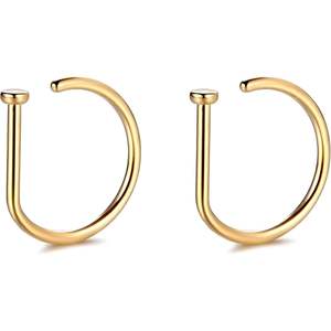 Anneaux de nez en forme de D Hijunmi 6 mm en acier inoxydable plaqué or, bijoux à piercing unique pour hommes et femmes - Product Image 5