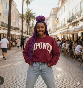 Sweat-shirts en molleton épais unisexe pour femme, col montant, personnalisables avec broderie sur le devant, idéaux pour l'hiver - Product Image 4