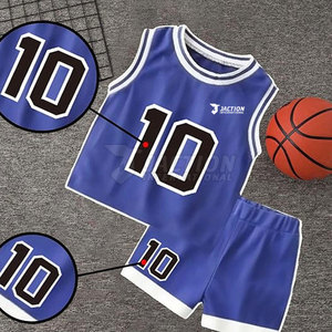 ชุดบาสเก็ตบอลเด็กสไตล์ล่าสุด ดีไซน์ใหม่ ชุดบาสเก็ตบอลเด็กแบบไม่มีแขนเสื้อ - Product Image 4
