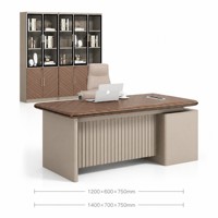 Ensemble de bureau de direction moderne Ekintop, table de direction en bois avec armoire latérale pour bureau d'entreprise, bureau à domicile