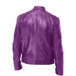 Veste en cuir de couleur unie pour hommes à la mode personnalisée Veste de mode en cuir véritable au design personnalisé Veste pour hommes - Product Image 4