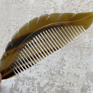 เครื่องมือทำผมทรงเขาควายธรรมชาติหวีป้องกันไฟฟ้าสถิตสำหรับร้านเสริมสวยและใช้ในบ้าน - Product Image 1