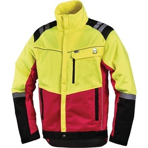 Chaqueta de Protección Forestal Cómoda en Amarillo/Rojo Neón para Guantes de Jardinería y Equipo de Protección - Product Image 1