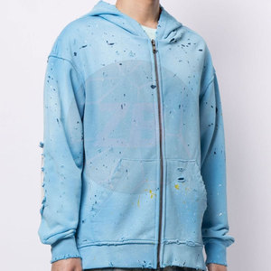 Sudadera con Capucha para Hombre, Estilo Casual, Diseño Desgastado, Invierno, Color Sólido, Ecológica, Transpirable, Algodón/Poliéster, Venta Caliente, Marca Privada - Product Image 2