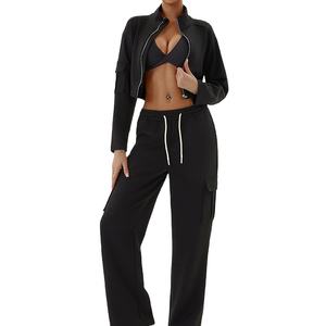 360 GSM poliéster algodón Otoño Invierno sudaderas con capucha de lana de gran tamaño mujeres cremalleras dobles chándal Conjunto personalizado 2026 - Product Image 3