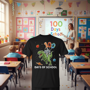 Maglietta per ragazzi Astronaut T-Rex 100th Day of School, maglietta promozionale per 100 giorni di scuola - Product Image 3