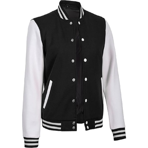 Veste universitaire noire et blanche, style classique Letterman contrasté, vêtements d'extérieur, vente en gros, prix bas, haute qualité - Product Image 6