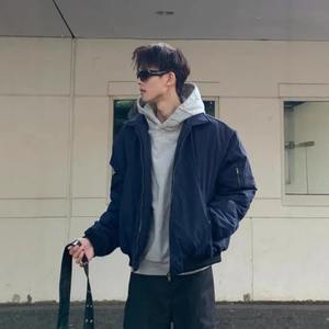 2026 Winter <b>Men</b> Bomber <b>Jacket</b> High Street Turn Down Collar Male Coat Thicken Long Sleeve Zipper Loose Sport Man Outerwear - Product Image 2