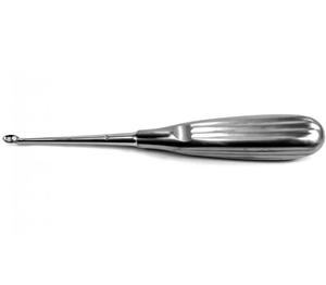 Curette à os brun Cuillère ronde pointue 17cm Manche creux Arbre droit Coupe ovale Acier inoxydable - Product Image 3
