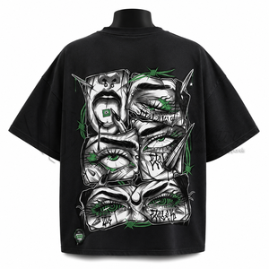 Camiseta Gráfica Urbana de Gran Tamaño, Camiseta de Algodón con Estampado de Grafiti Personalizado, Venta al Por Mayor OEM ODM - Product Image 2