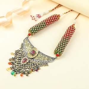 Anokhi 925 Silver Rajputi Jhalar <b>Necklace</b> with Dual Tone & <b>Ruby</b> for Weddings - Product Image 3
