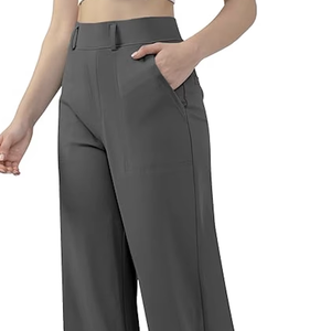 กางเกงทำงานทรงตรงขากว้างสไตล์ลำลองสำหรับผู้หญิง แบบสวม มีกระเป๋า จากโรงงานโดยตรง - Product Image 1