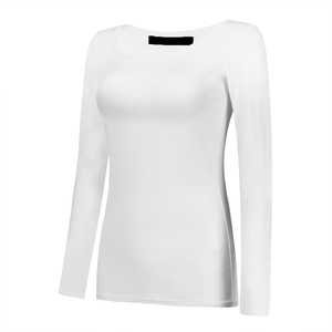 Haut de blouse médicale en coton tricoté à manches longues pour femme, blanc, sous-vêtement médical, uniforme d'hôpital - Product Image 1