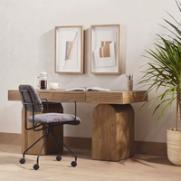 Bureau moderne en bois massif d'orme avec rangement, durable, pré-assemblé, pour bureau à domicile, style mid-century, fabriqué au Vietnam par Sukavina
