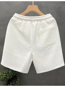 Sommerliche Luxus-Freizeithose Einfarbige Weiße Jacquard-Herrenshorts mit Elastischem Bund Trendige Strandshorts - Product Image 6
