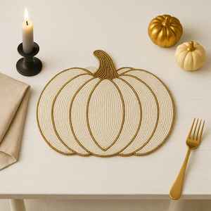 Mantel Individual con cuentas, cargador redondo hecho a mano para comedor de lujo y decoración de vacaciones, pieza única hecha a mano con cuentas, mantel, inauguración de la casa - Product Image 1