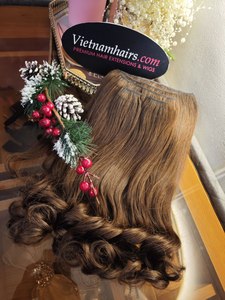 Extensions de cheveux vierges à clipser vietnamiennes Machine à cheveux crus à cuticules complètes Double trame Divers styles de vagues disponibles de nombreuses couleurs - Product Image 2