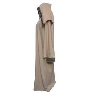 Vente en gros Abaya de luxe personnalisée en satin pour femmes Petite robe turque islamique avec manches à volants Abaya de style Dubaï pour musulmanes - Product Image 3