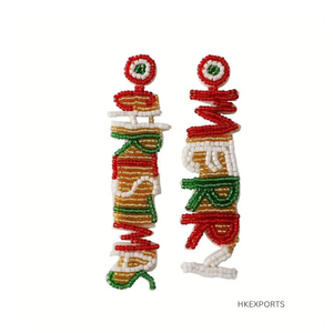 Pendientes de cuentas chapados en oro para mujeres y niñas para fiestas y regalos, joyería de Navidad al por mayor para casarse con Navidad - Product Image 1