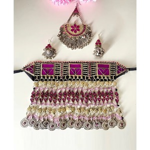 Joyería Tribal Afgana Hecha a Mano, Accesorio de Moda Étnico Vintage para Mujer, Ropa Tradicional, Geométrico con Diamantes - Product Image 1