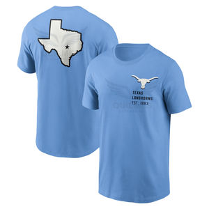 Camiseta de 2 golpes de alta calidad personalizada de la Universidad de Texas Longhorns 100% algodón patrón sólido Valor azul 220 gramos peso de la tela - Product Image 1
